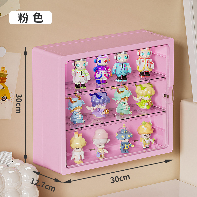 盲盒收纳展示架壁挂式泡泡玛特展示盒陈列挂墙上置物架透明手办柜|undefined