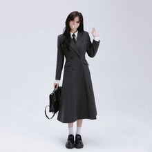 首尔私立生 轻奢毛呢外套女秋冬学院收腰显瘦长款呢子大衣慵懒风