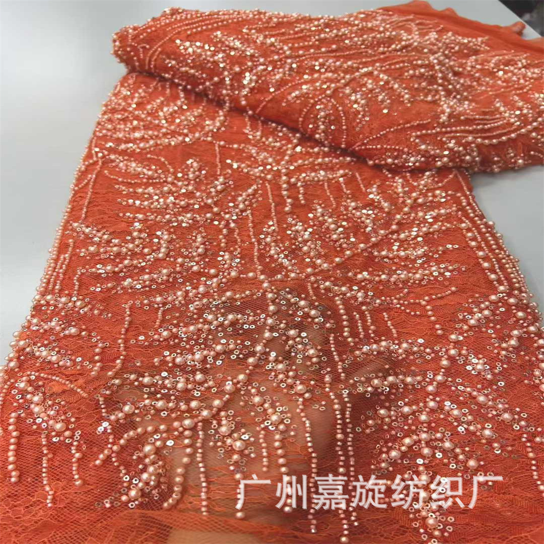5 yardas teñidas hojas esquinillas burbujas bordadas de perlas europeas y americanas tela bordada encaje vestido de boda falda tela de vestido de escenario