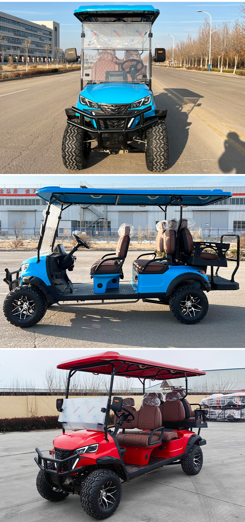 2-seater, 4-seater, 6-seater electric golf carts for export, used in parks for reception, shuttle service, RV viewing, and scenic area sightseeing