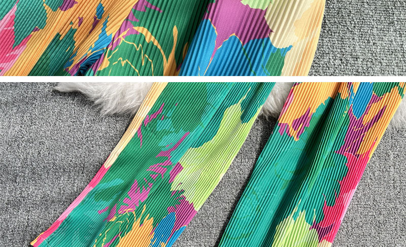 Women's Clothing Fashion suit women's casual loose long sleeved single breasted shirt two piece set high slimming tie dye printed wide leg pants_voghion.com