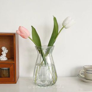 [floral tools] select creative glass transparent vase 1/a water-raised flowers rich bamboo dried flower insert