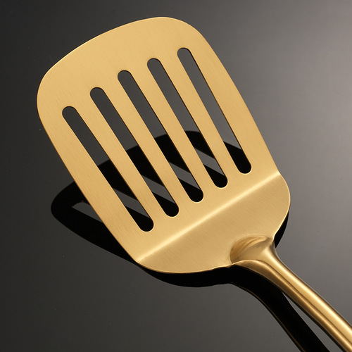 Platinum Duobao cross-border Amazon stainless steel kitchenware 6-piece set brushed matte gold pot spatula soup spoon slotted spoon frying spatula