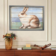 复活节壁挂简约现代可爱动物兔子装饰画客厅卧室背景墙复古相框画