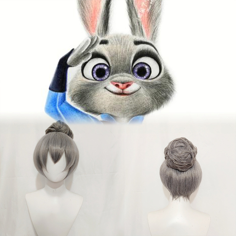 Silk Joy Zootopia Judy Cosplay Wig Mixed Silver-Gray Scalp Top Hairpiece Cosplay Wig