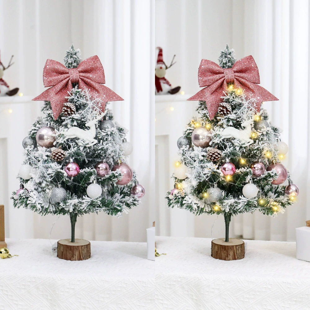 Christmas tree mini flocked 60 cm, falling snow effect, tabletop ornament