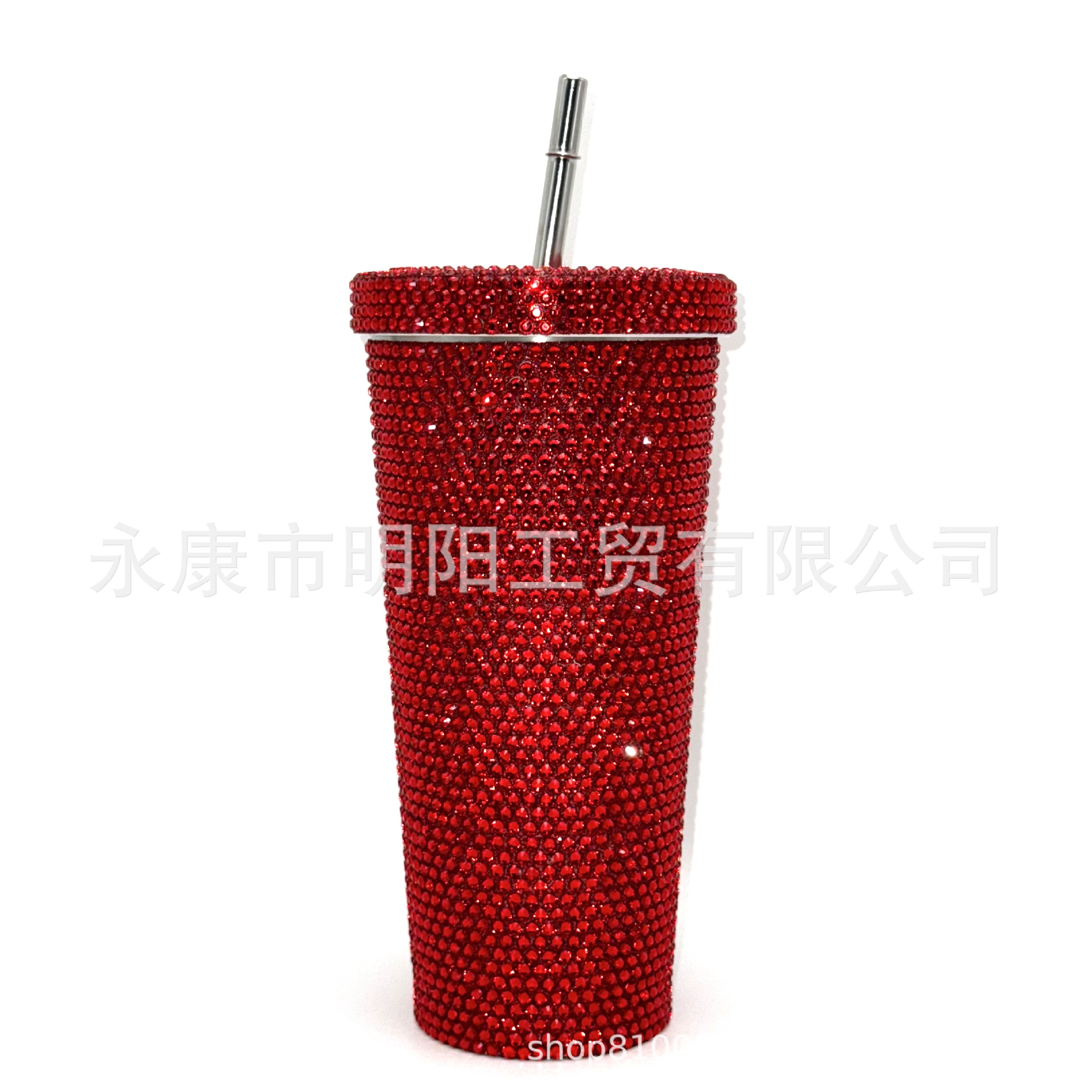 Taza de vacío incrustada en diamantes Taza de paja de acero inoxidable de doble capa Taza de regalo taza de café de diamantes de imitación Taza de bebida de diamantes de imitación incrustada en diamantes