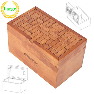 Beech Machine Box Brain Teaser Unlock Game Retro Partition Storage Gift Box Factory Solid Wood Box