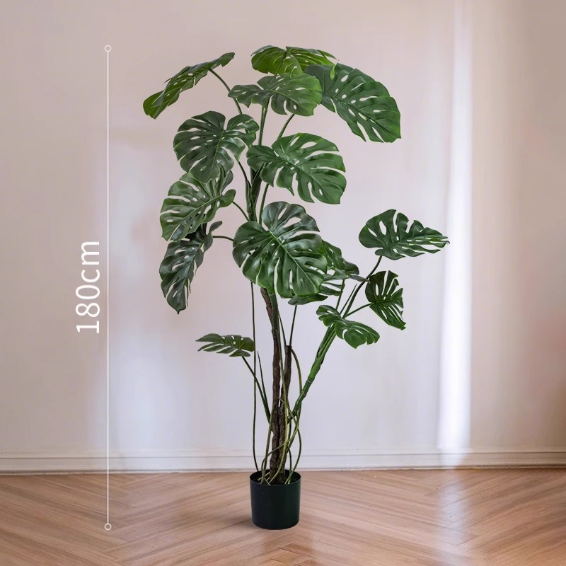 龟背竹仿真绿植高端轻奢客厅装饰摆件大型仿生植物沙发边落地盆栽|undefined