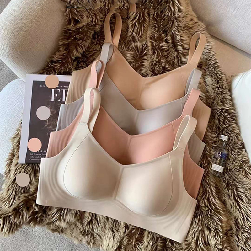 Thin Traceless Pull-up Underwear Women's Large Chest Showy Small Rings-free Breast Anti-sagging Gathering Large Size Bra