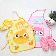 Children's cartoon eating apron waterproof reverse dress Baby painting robe set of 2 wholesale