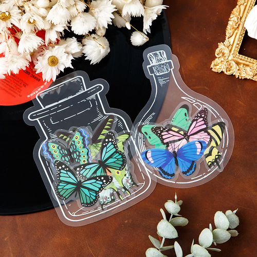 Transparent PET sticker pack handmade DIY bottle dried flower handbook sticker transparent bookmark glass bottle sticker decoration