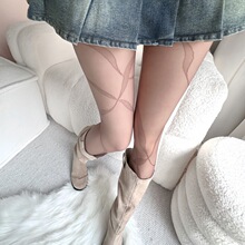 春夏提花丝带飘飘交叉芭蕾舞风甜美飘带优雅包芯丝连裤袜丝袜批发