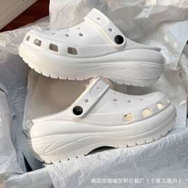 夏季厚底女休闲洞洞鞋 EVA高跟防滑外穿拖鞋增高防臭户外情侣凉鞋