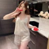 Summer cute pijama, lace shorts, set, V-neckline