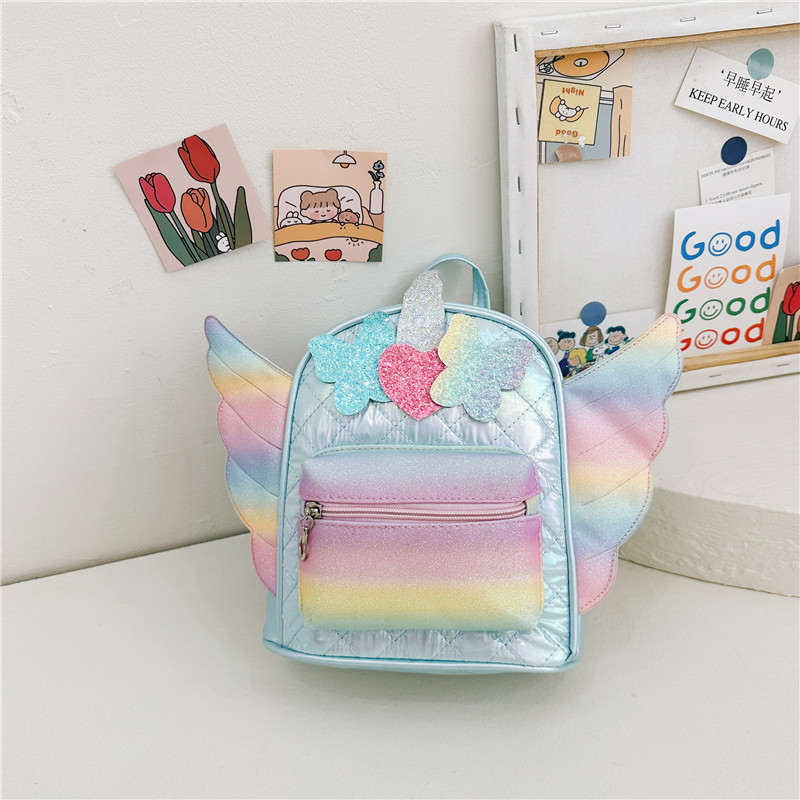 Arco de diamante extranjero bolsas escolares para bebés alas pequeñas de amor mochila de moda para niños y niñas mochila de sequillas de moda para niños