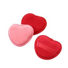 批发懒人心形洗脸 跨境超细纤维卸妆心形粉扑洗脸扑洁面扑卸妆扑