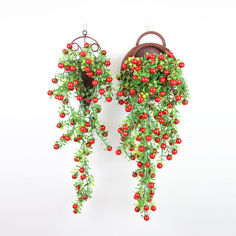 Venta al por mayor plástico flor simulación auspicioso fruta fortuna fruta Lovesick frijol rico fruta frijol rojo en stock al por mayor
