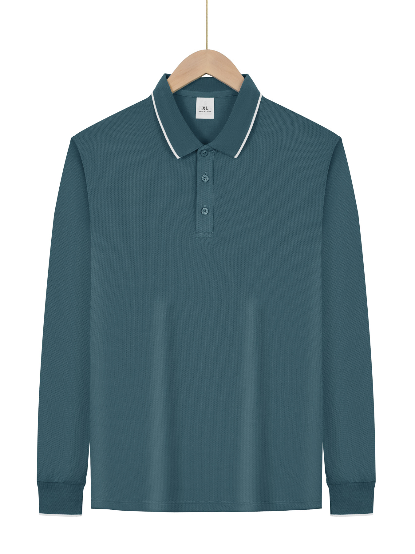 Transfronterizos Europa y América Amazon primavera y otoño negocios casual hombre solapa de color sólido para salir a la cita de mangas largas camisa polo delgada