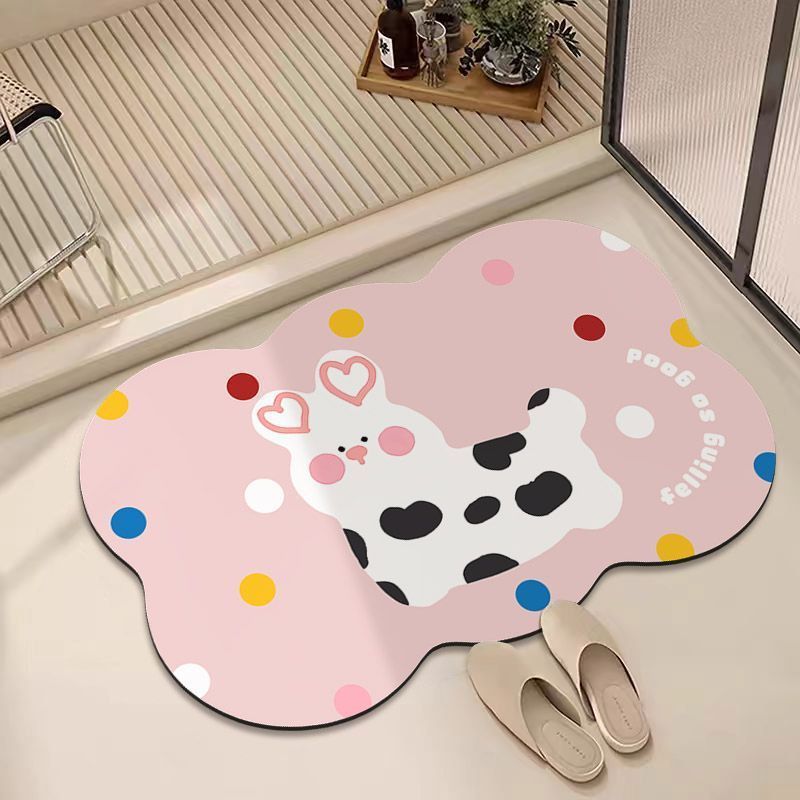 珪藻泥フロアマット漫画かわいい犬浴室シンクフロアマット家庭用浴室吸水速乾フロアマット|undefined