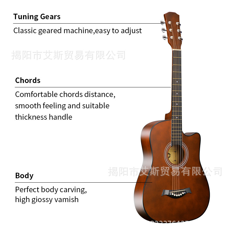 Guitarra para principiantes, chicas, baladas, guitarra de 38 pulgadas para principiantes, guitarra especial para niños, instrumento de práctica