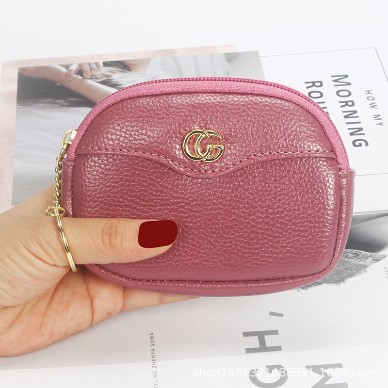 En stock al por mayor nuevo fresco dulce belleza monedero color sólido pu cuero Litchi patrón cartera de las mujeres pequeño bolso de la tarjeta de las mujeres