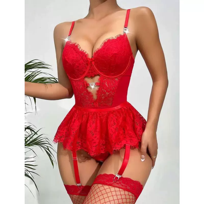外贸大码蕾丝吊袜带时尚丝袜背心吊带欧美连体内衣性感女情趣内衣