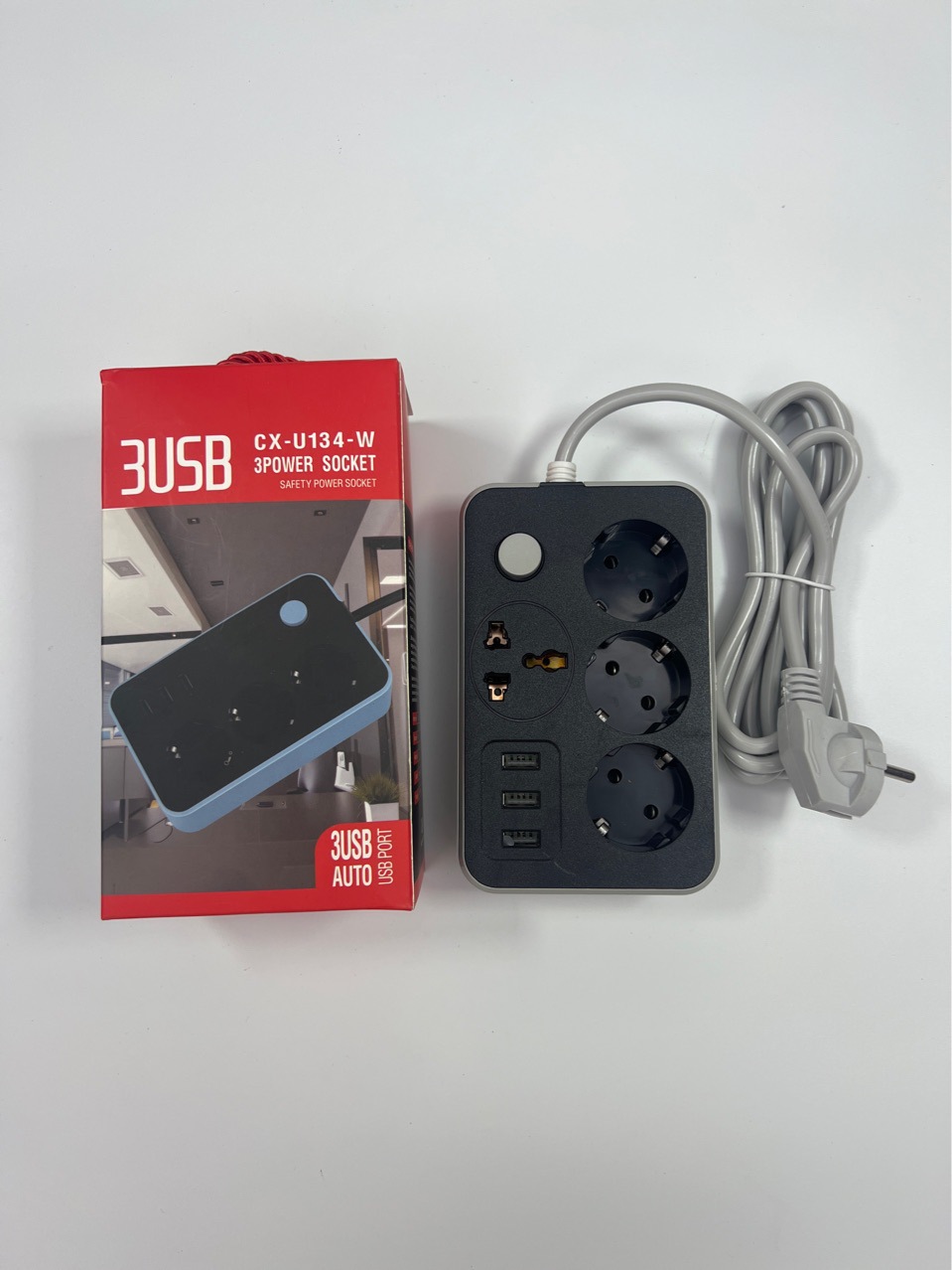 USB口万能孔插排俄罗斯 欧式欧洲欧标二圆多功能插座跨境排插延长