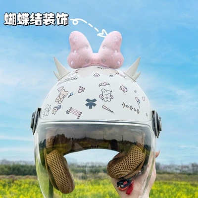 Vehicle DIY Decoration Accessories Motosiklet dəbilqələri - pink-polka-dot-bow-three-dimensional-velcro-removable