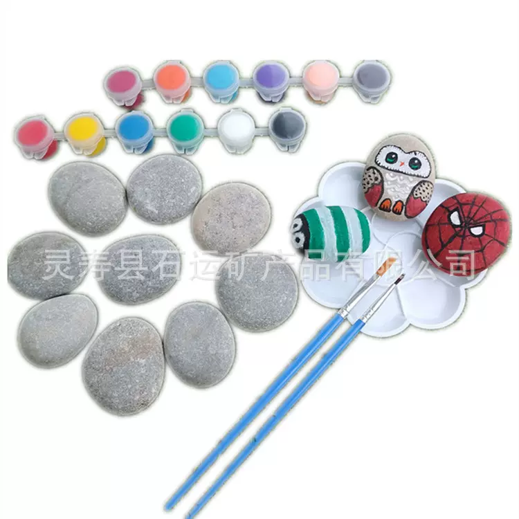 大量供应绘画石手绘石DIY创意石儿童彩绘画鹅卵石水磨扁平鹅卵石