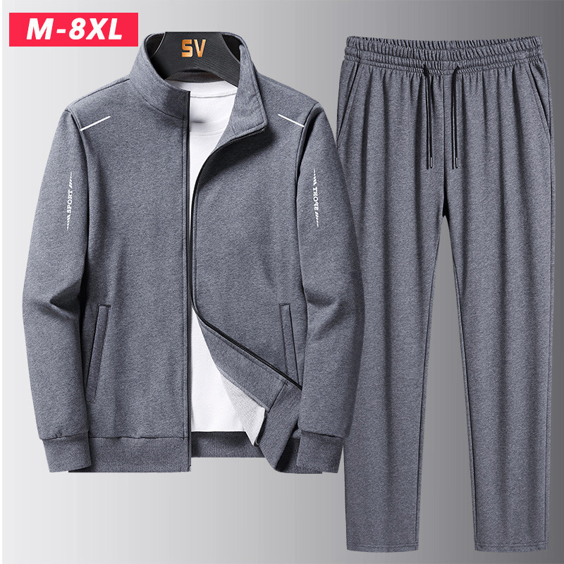 Cross-border plus size Sports suit Men's Spring and Autumn Middle-aged Leisure Sportswear suit Men's Running Two-piece Set Cross-border plus size Sports suit Men's Spring and Autumn Middle-aged Leisure Sportswear suit Men's Running Two-piece Set