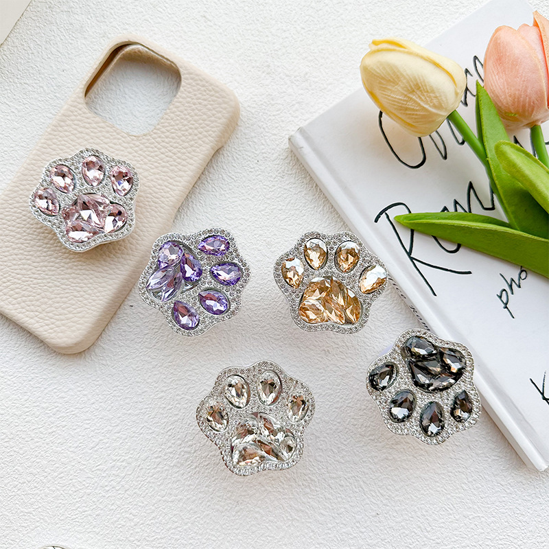 Universal Applicable Brands Cute Paw Print Plastic Rhinestone Universal Phone Cases