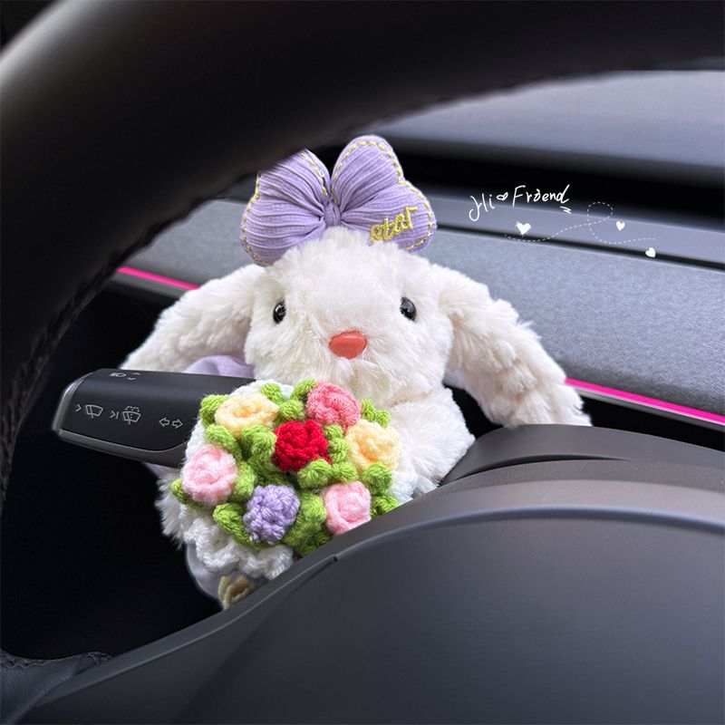 Car Interior Decorations for Women, High-End Car Wiper Dolls, Turn Signal Lights, Creative and Cute Gear Shift Decorations
