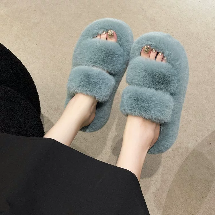 Slippers platform, demi-season fleece keep warm footwear, internet celebrity, 7cm, plus size, for teenagers