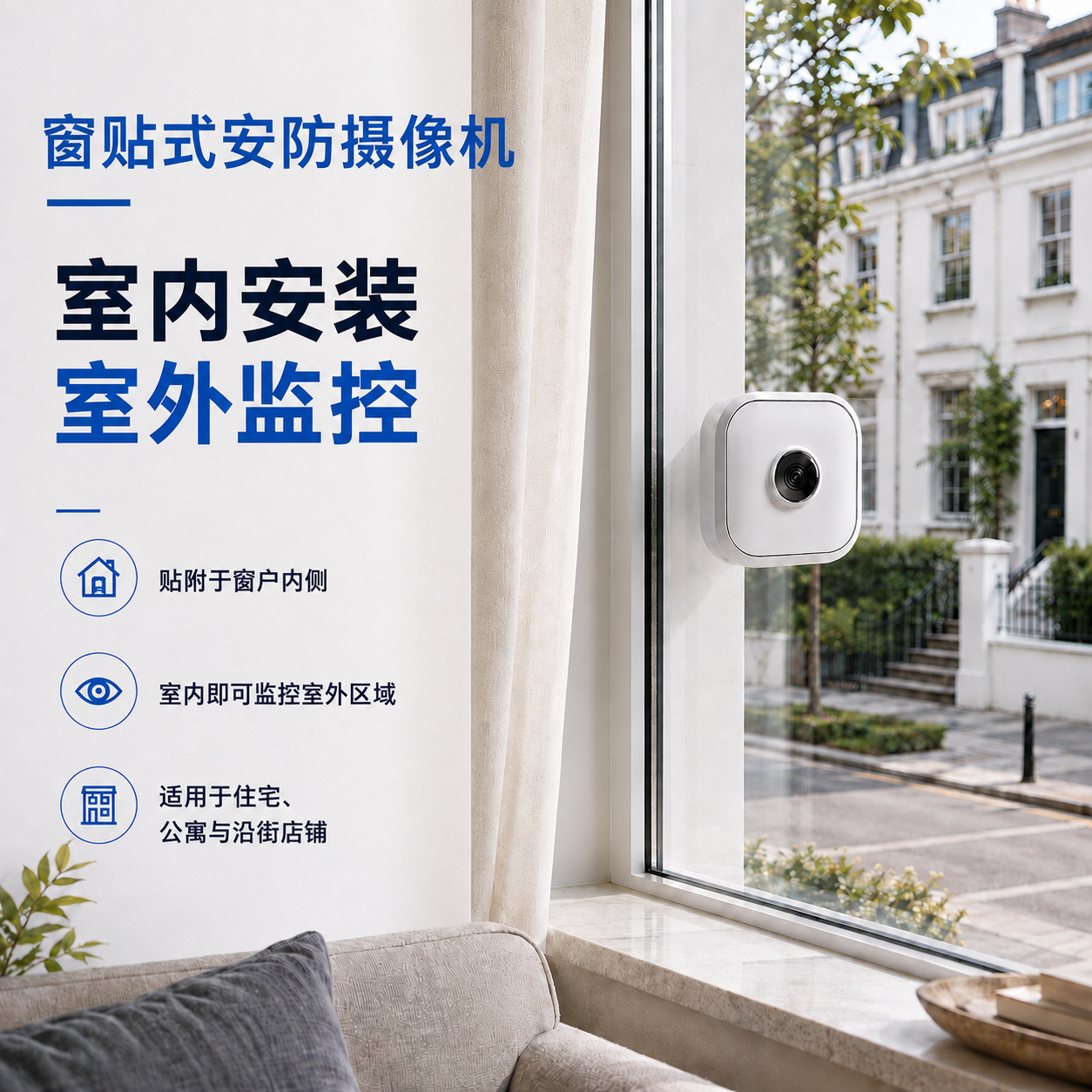 跨境WIFI红外贴窗高清摄像头贴窗家用网络监控手机双向通话窗户