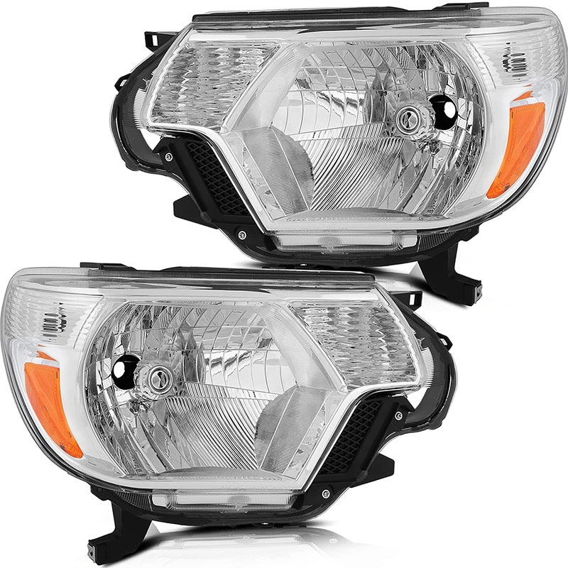 Faros Delanteros Aptos para Toyota Tacoma Versión Estadounidense 12-15, Versión Halógena Original Semi-ensamblada con Acabado Electrochapado.