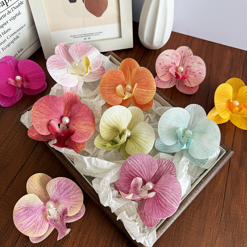 3D Phalaenopsis Orchid Hairpin, Artificial Flower, Side Decoration for Wedding Favors, Candy Box, Bow, Sandals, Hat Decoration
