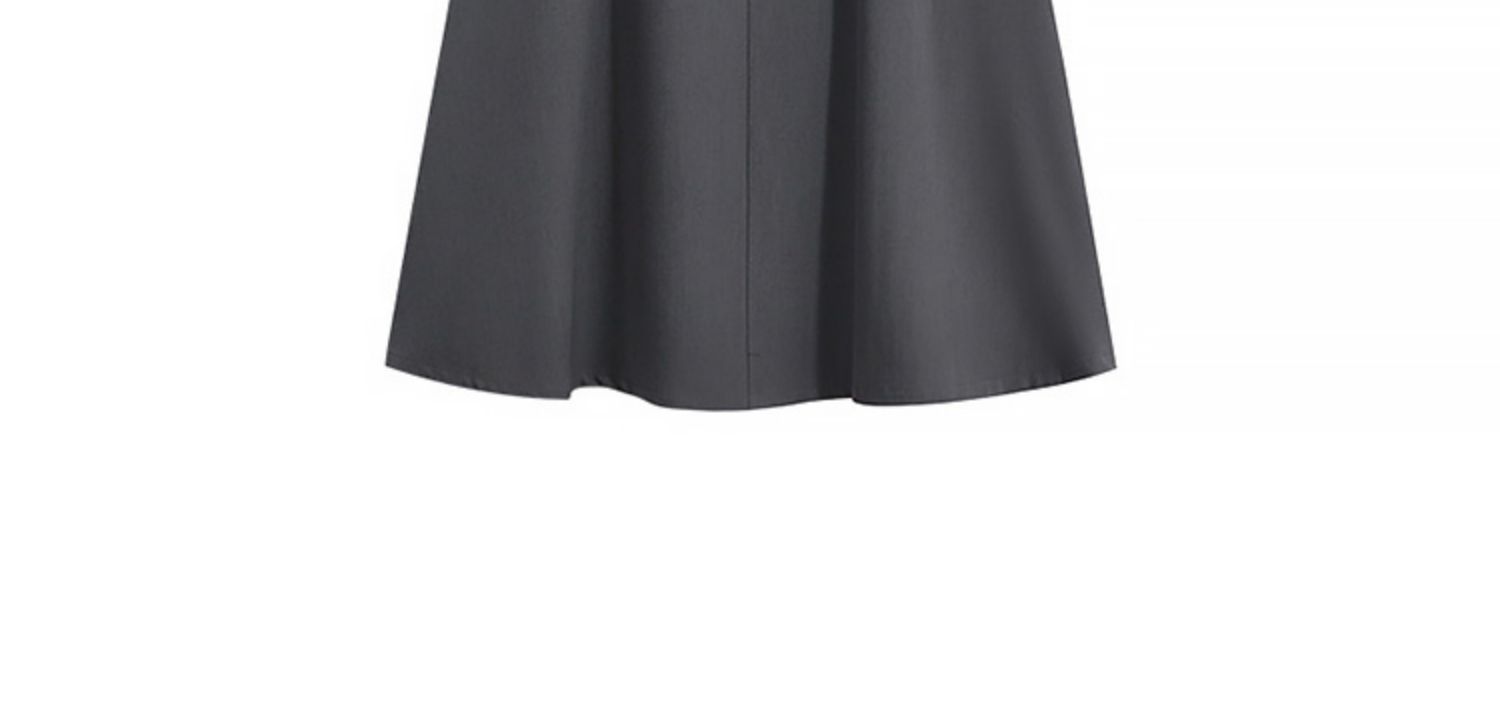 Chân váy vest xám nữ cạp cao dáng chữ A xếp ly dài 81 cm — Len đen thông thường (dài 81cm ) chi tiết 5