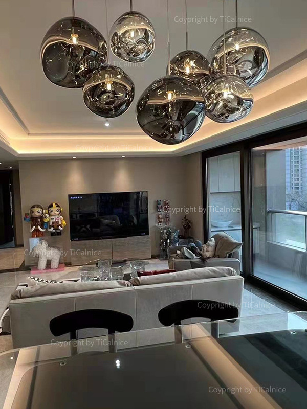 Italian-Style Minimalist Living Room Dining Table Lava Restaurant Chandelier Main Light Luxury Modern Minimalist Designer Art