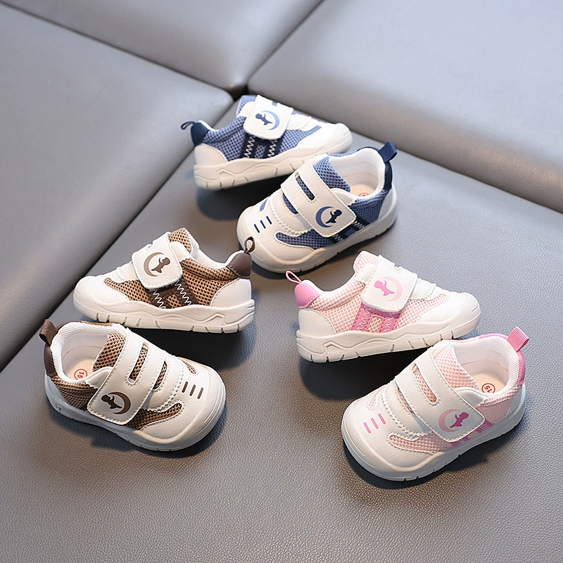 Новая весна 2025 года 1-2 года дети учатся ходить обувь дышащая сетка для мужчин и женщин нескользящая обувь на мягкой подошве