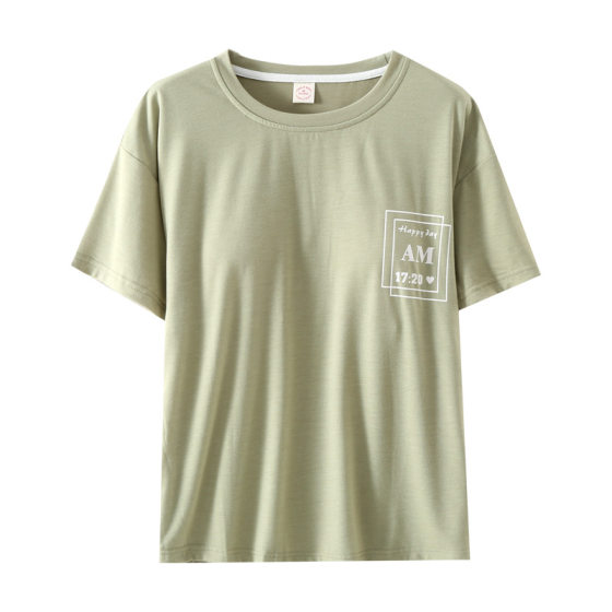 Pajamas with Chest Pad Women's Top Short-sleeved 2024 Summer Free Bra Bra Thin Half-sleeved Outwear T-shirt