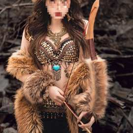 云南旅拍长毛演出服传统景区公主弓箭套装仿古摄影道具部落弓反曲