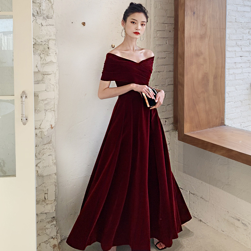 TOAST clothing small bride wine red plus size pregnant women belly covering wedding engagement clothes evening dress female banquet