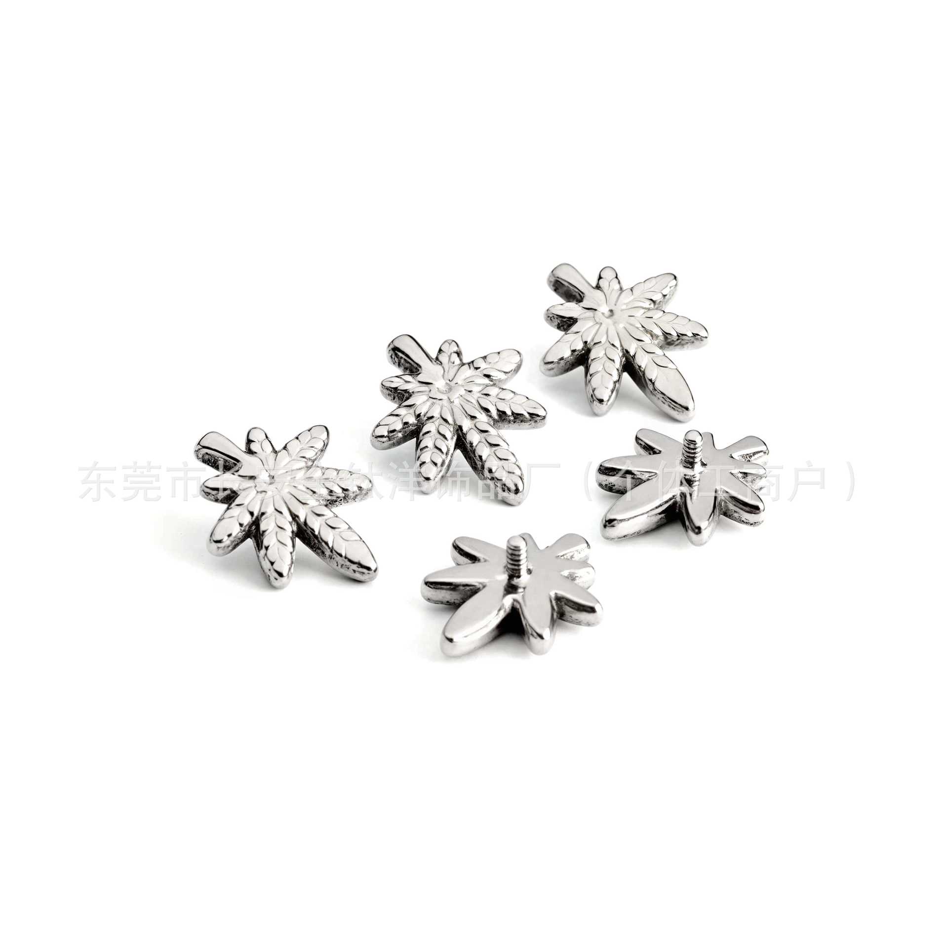 F136 Titanium Leaf-Shaped Flat Back Ear Studs, Cartilage Earrings, Nose Studs, Lip Studs, Body Piercing Jewelry detail image 8