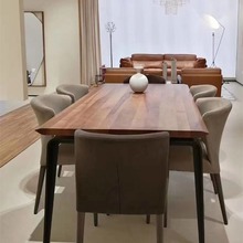 简约北欧轻奢家用饭桌北美黑胡桃木实木餐桌意式家具设计大板桌子