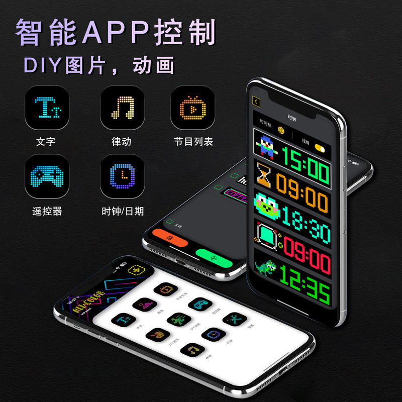 LED フレキシブルスマートスクリーン RGB マジックソフトスクリーン防水広告スクリーンスマートカーステッカー表現スクリーン 16*64 ピクセル|undefined