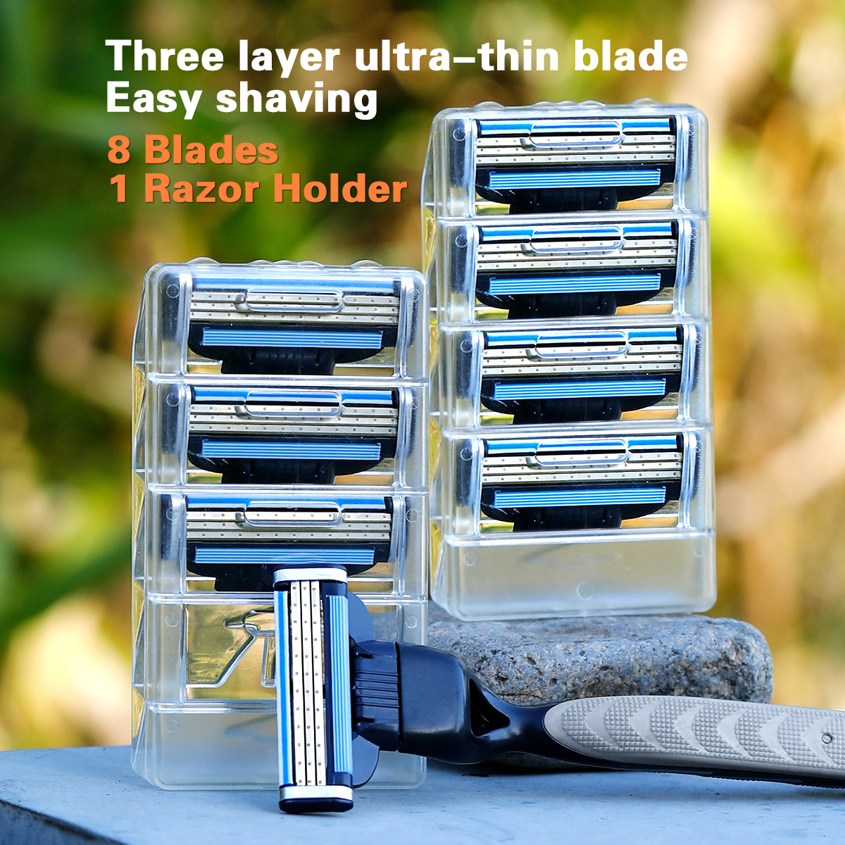 Jifuli Manual Razor Replacement Blade Set Three-Layer Blade Set Men's Shaving Razor Universal Blade Holder