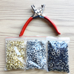 開花気眼内径6mm 2色200pcs + 取付工具金属鶏眼円形気眼ボタン蒸気眼金色