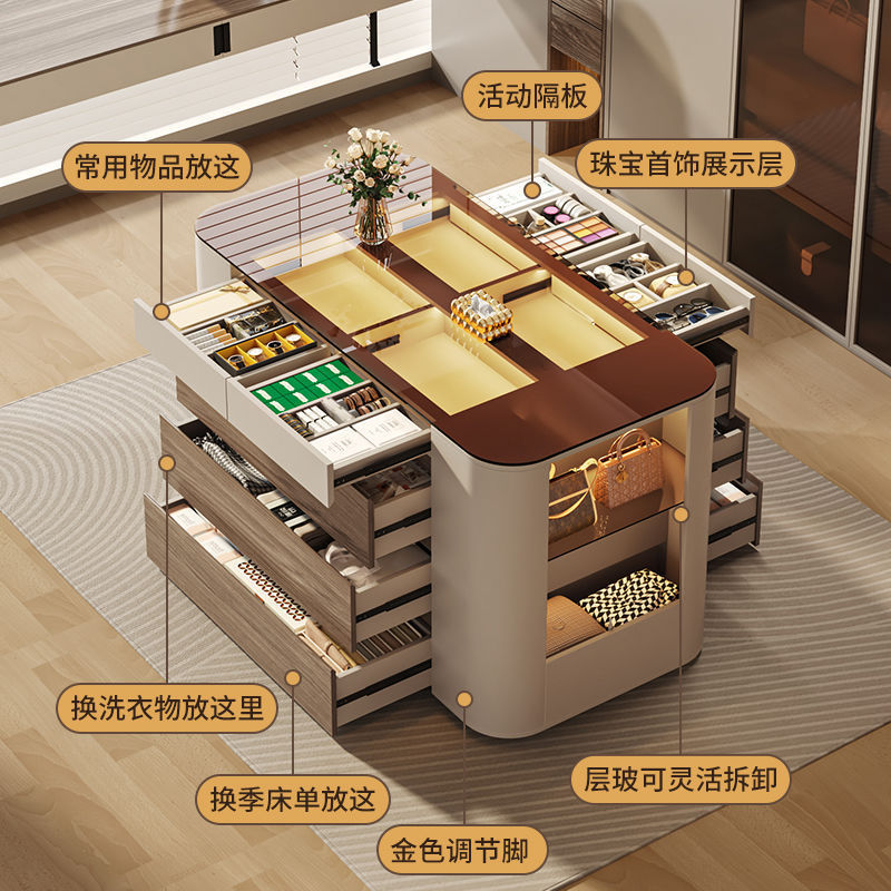 Italian Minimalist Jewelry Island Counter Cloakroom Master Bedroom Floor-Standing Display Cabinet Jewelry Bag Storage Display Cabinet