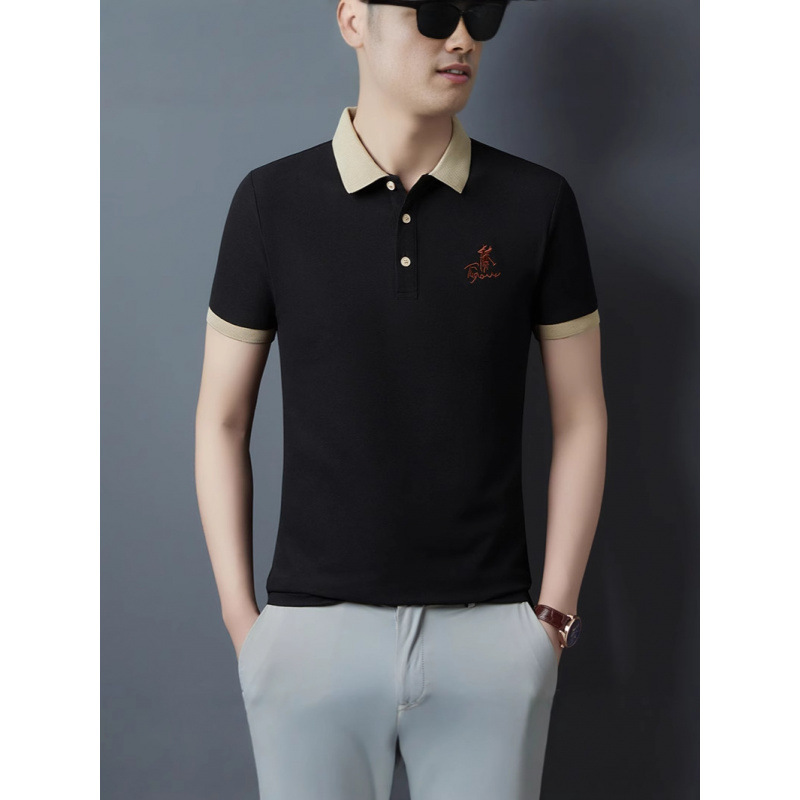 \ Polo camiseta de manga corta para hombre verano nuevo estilo bordado de solapa camiseta casual de negocios para hombre